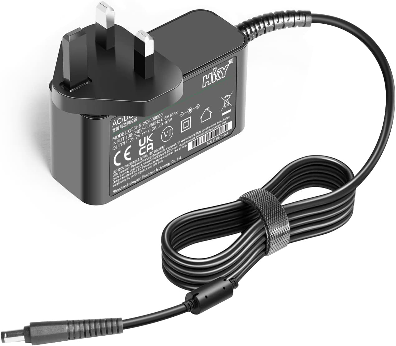 HKY 25.2V Power Supply Adapter for Segway Ninebot eKickScooter Zing C8 C10 C20 C15 C2 C2 Pro E8 E10 E12 082-07-0012 Kids Electric Kick Electric Scooter 21.6V Li-ion Battery Charger UK Power Cable