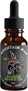 Badass Beard Care Oil for Men - Mountain Man Scent, 1 oz - All Natural Ingredients, Keeps Beard and Mustache Full, Soft and Healthy