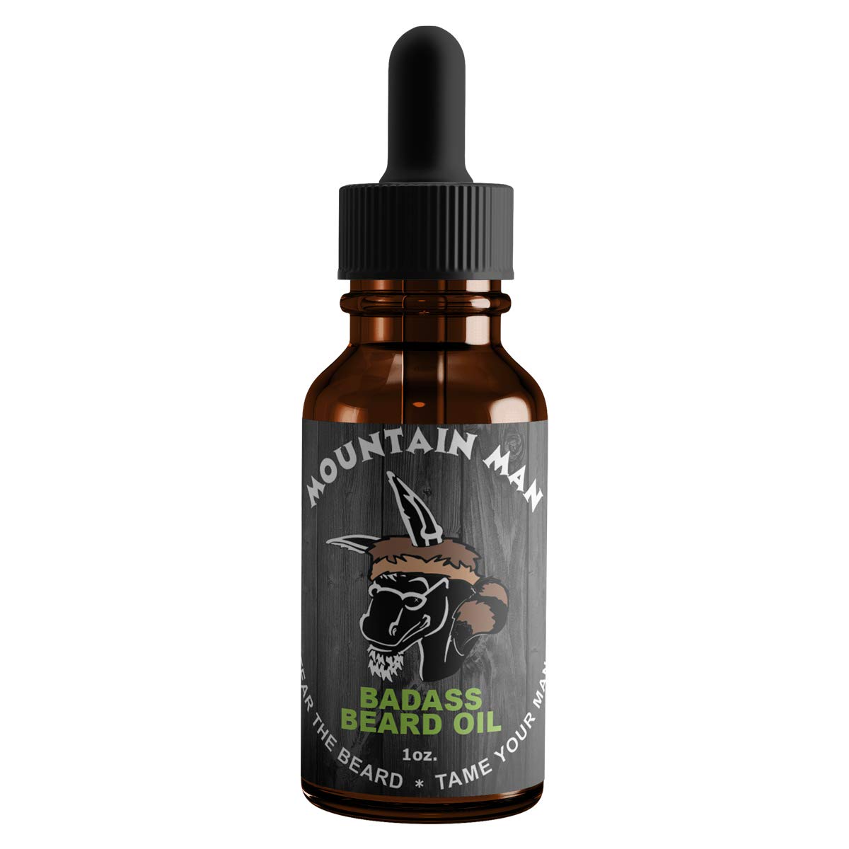 Badass Beard Care Oil for Men - Mountain Man Scent, 1 oz - All Natural Ingredients, Keeps Beard and Mustache Full, Soft and Healthy