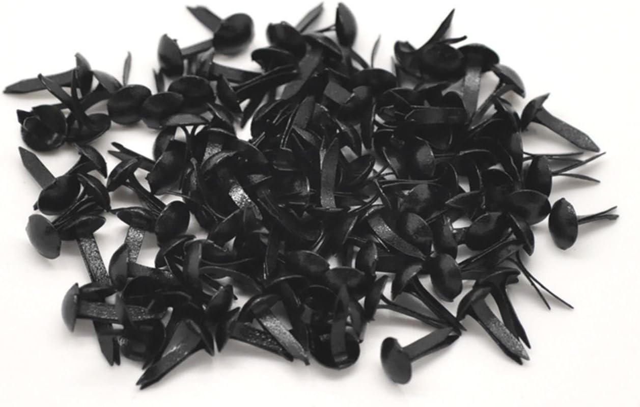 100 Black Pastel Round 9mm x 5mm Brads (Bradlets) for Scrapbook Art and Decoration Crafting