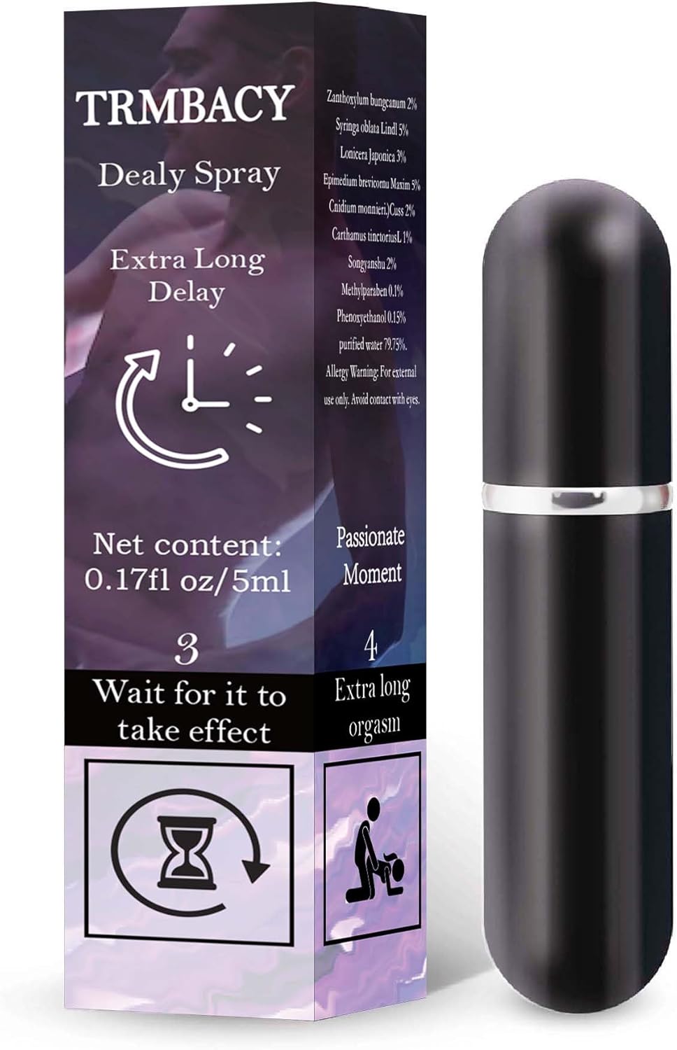 Duration Delay Spray, Desensitizing Spray & Numbing Climax Spray for Men, Climax Control, Sexy Accessories for Adults Couples, Last Longer in Bed, 0.17 FL OZ (80 Sprays)