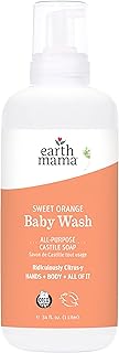 Earth Mama Sweet Orange Baby Wash Liquid Foaming Hand Soap Refill, Organic All Purpose Body Wash for Sensitive Skin, Castile Soap with Coconut Oil, Shea Butter, Calendula, & Aloe, 34 fl oz