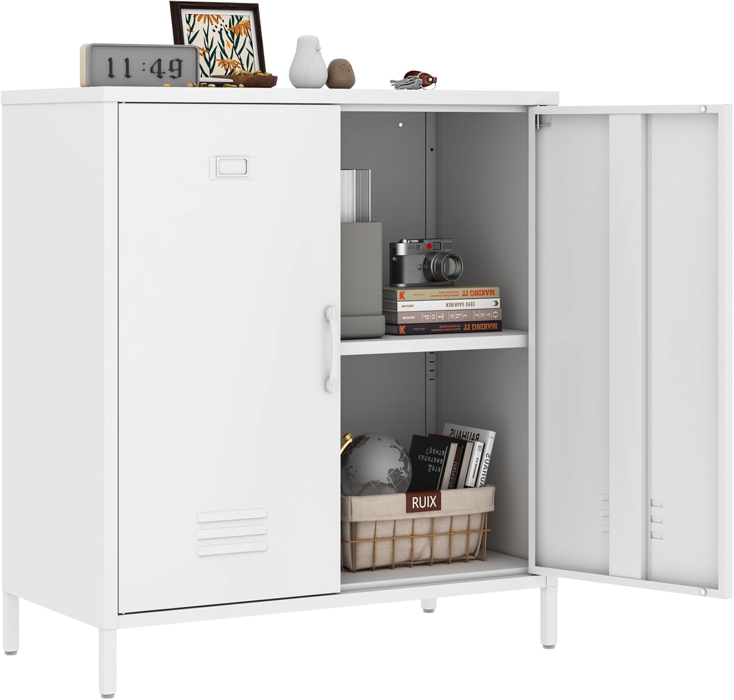 MIOCASA W800 Metal Storage Cabinet (Metal Door, White)