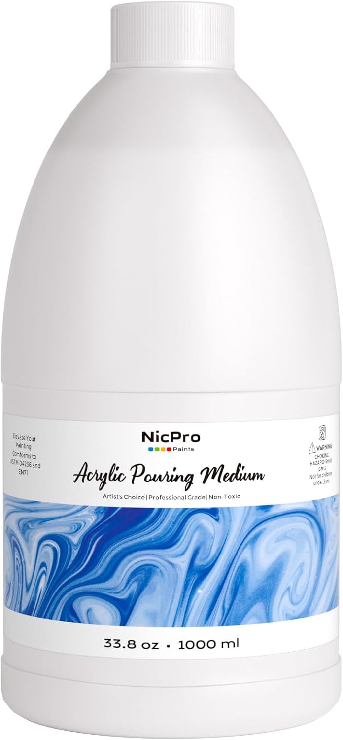 Nicpro Acrylic Pouring Medium 33.8oz / 1000ml, Acrylic Paint Thinner, Acrylics Flow Medium Improve Flow Consistency
