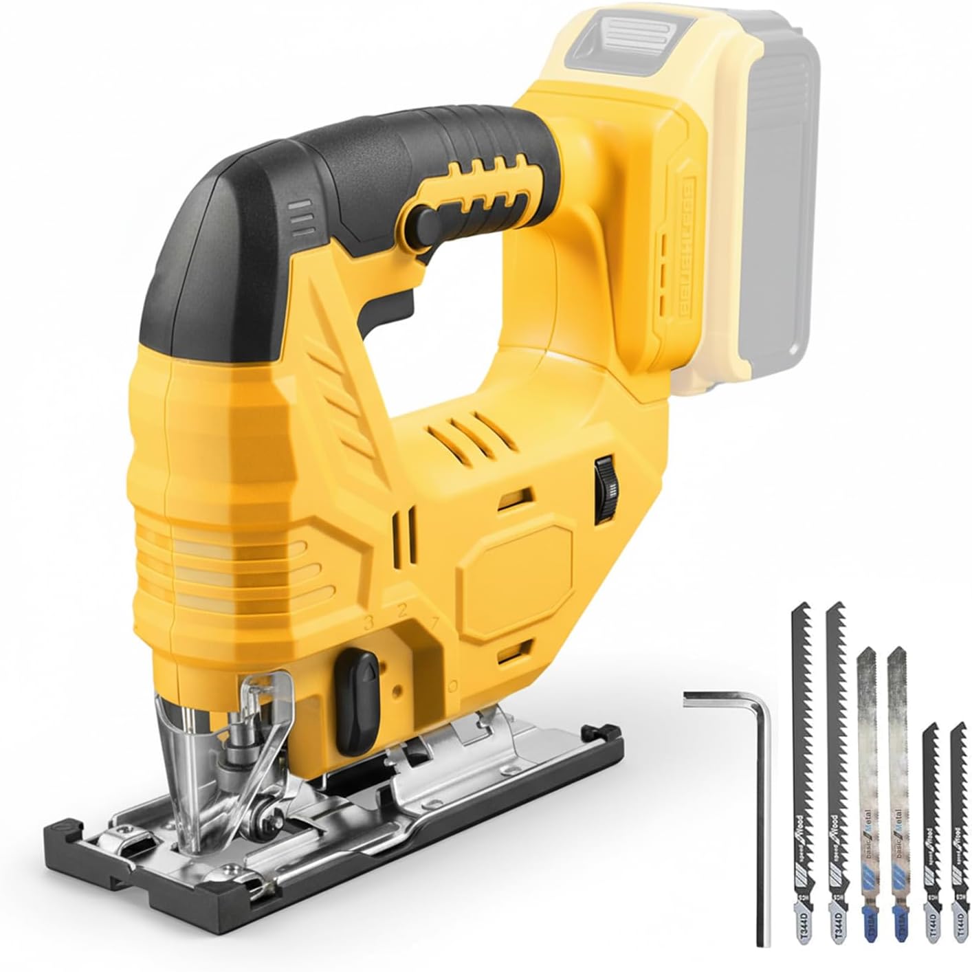Cordless Jig Saw Compatible with Dewalt 20V Battery, Brushless Jig Saw with 6pcs Blades, 4 Orbital Sets for Wood, Plastic and Metal Cutting (Tool Only, No Battery)