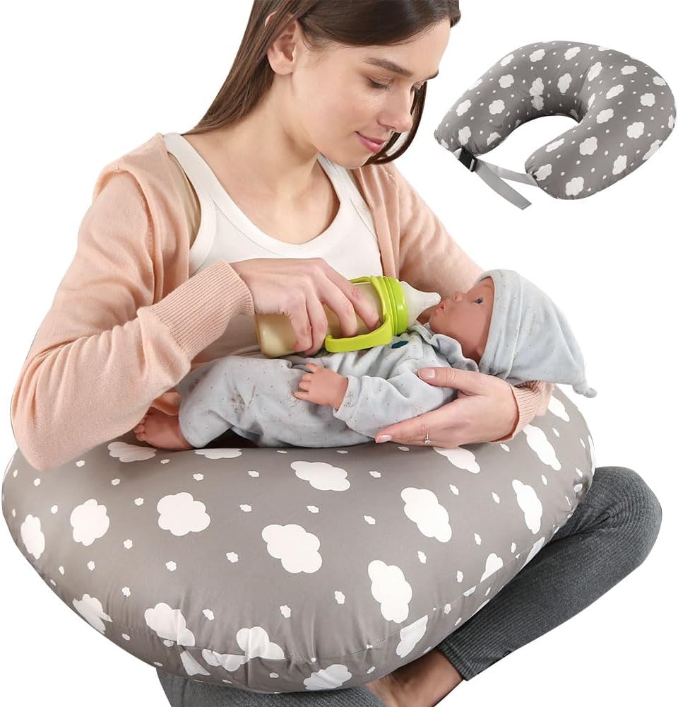 Labtec Nursing Pillow Multifunctional Breast Feeding Pillow for Baby with Adjustable Waist Strap, Baby Support Pillow, 100% Cotton Removable cover, Pregnancy Gift, Large Size
