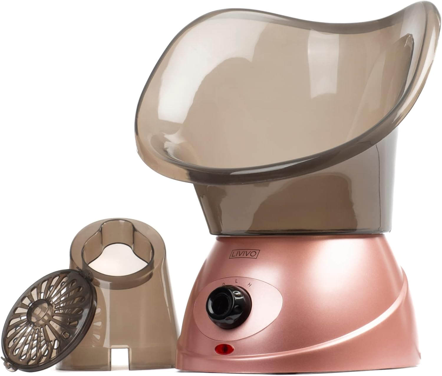 LIVIVO Facial Face Spa Steamer Inhaler with Aromatherapy Diffuser and Dual Nose-Cones Kit Set - Ideal to Use on Open Pores for Removal of Dirt Acne Pimples etc (Rose Gold)