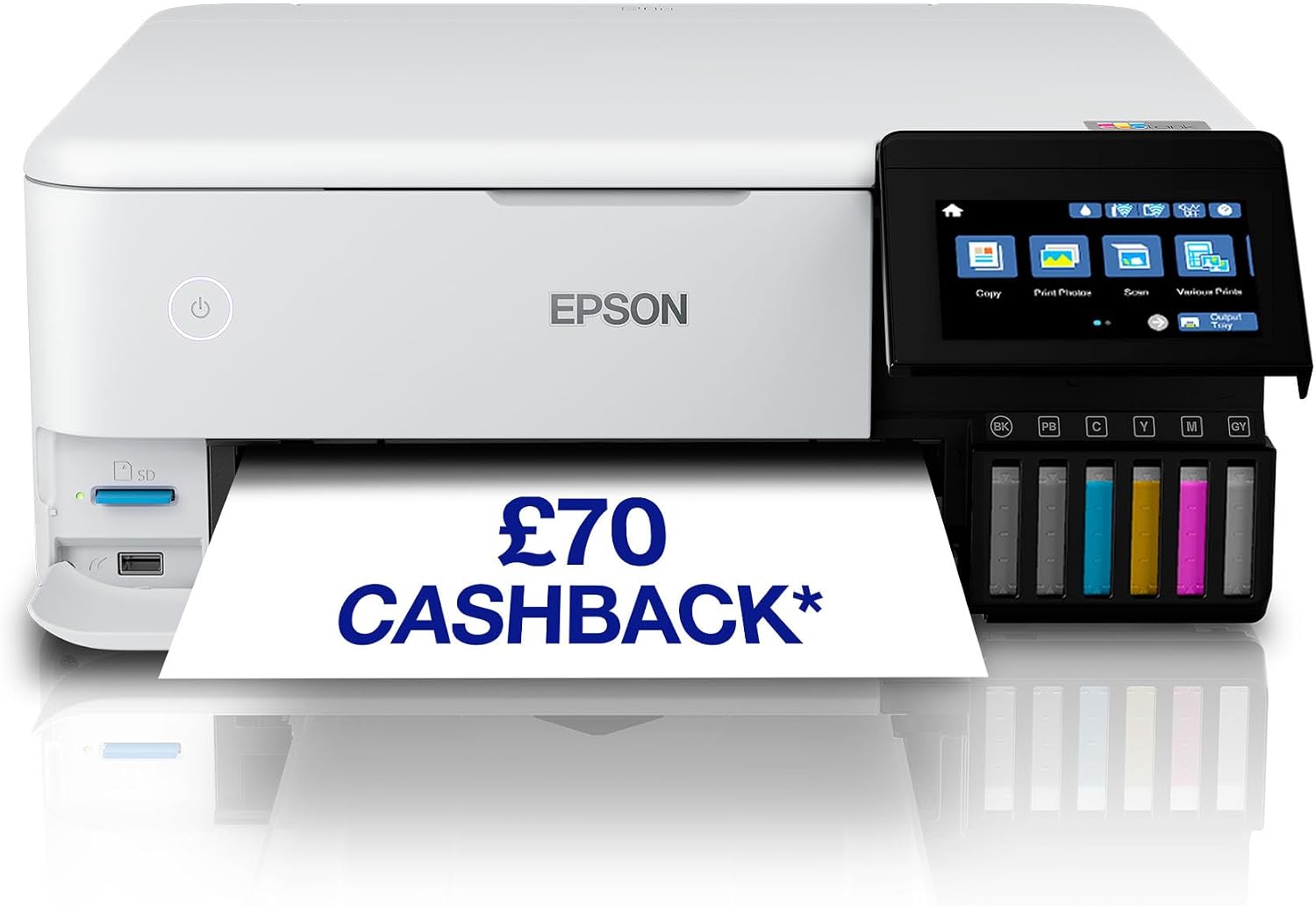 Epson EcoTank ET-8500 Ink Tank Printer | Photo Printing | 6-Colour Inks | Wireless | A4 | Print, Copy, Scan | 10.9cm Touchscreen | Double-Sided Printing | Rear Paper Feed