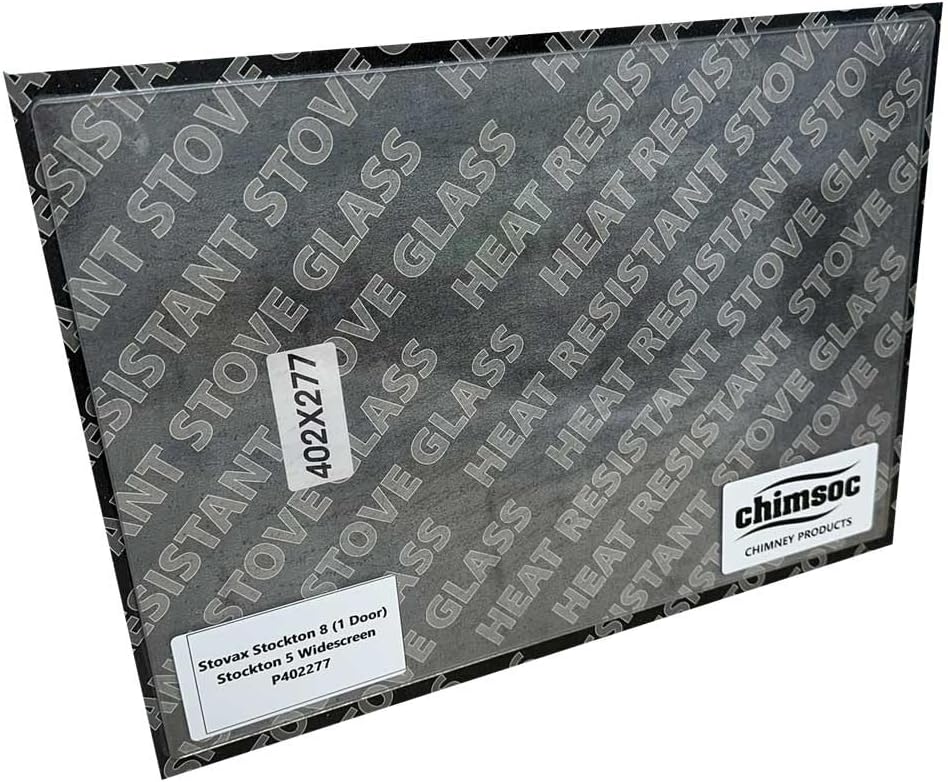 Chimsoc Replacement Stove Glass - Stovax Stockton 8 (1 Door) / Stockton 5 Widescreen (402mm x 277mm Rectangular)