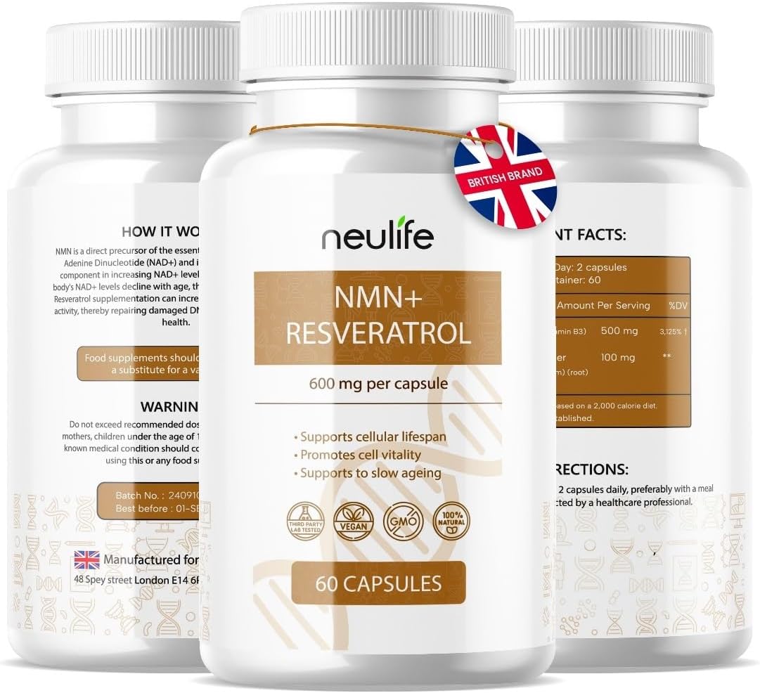 NAD+ Resveratrol 600mg- Advanced Formula Helps to Boost NAD Levels,Vital Support Immune Health-60 Capsules