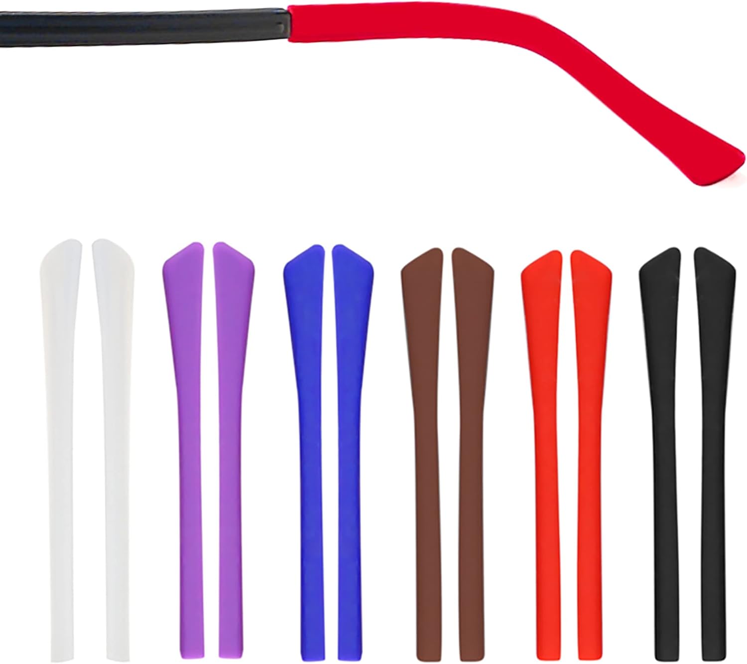 Silicone Glasses Retainer 6 Pairs Anti Slip Glasses Ear Hook Grip, Colorful Eyeglass End Tips, Anti-Slip Cover for Eyeglasses Ear Hook, Ear Socks Leg Tubes for Thin Metal Eyeglass Sunglasses Legs