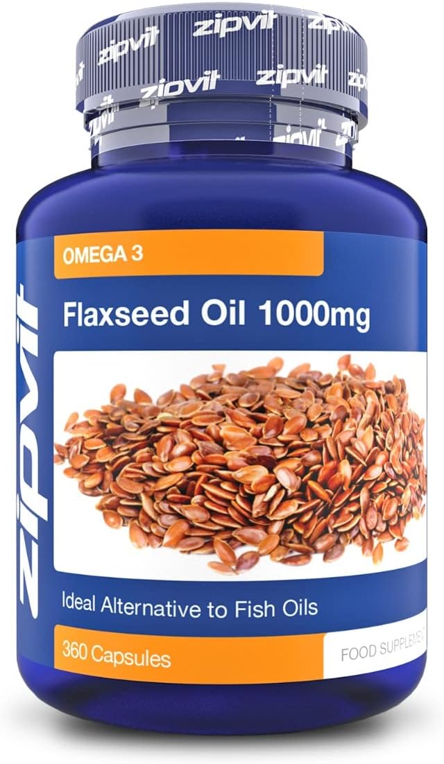 Zipvit Flaxseed Oil Capsules 1000mg Per Capsule, 360 Softgels, High Strength Alpha Linolenic Acid, Fish Oil Alternative, up to 12 Months Supply.