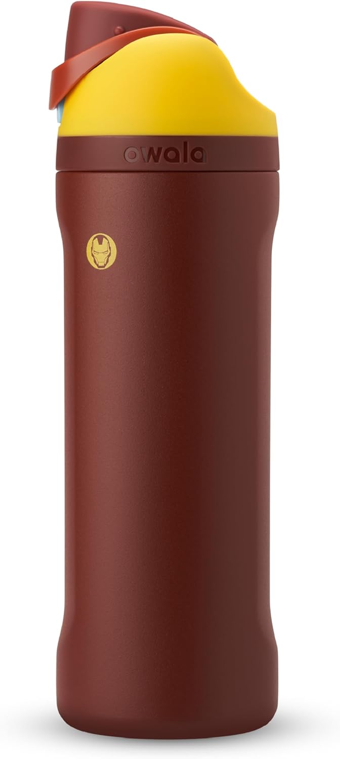 Owala Marvel FreeSip Insulated Stainless Steel Water Bottle with Straw for Sports and Travel, BPA-Free Sports Water Bottle, 24 oz, Iron Man