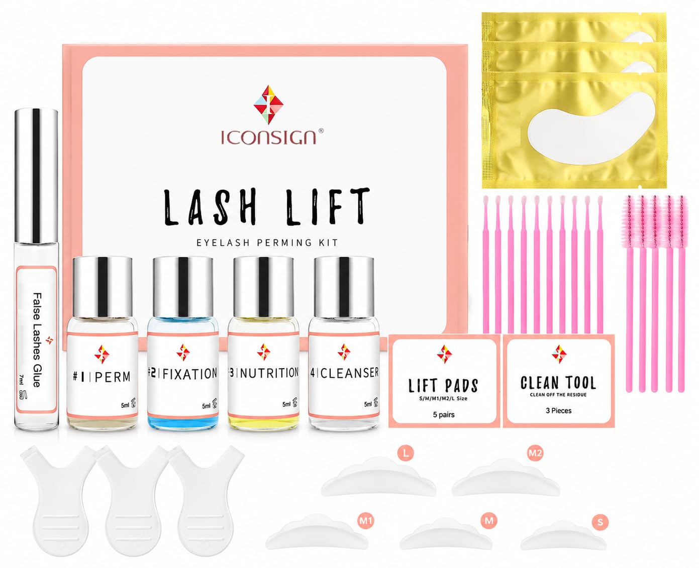 ICONSIGN Lash Lift Kit Eyelash, Perming Full Lash Kit All in 1
