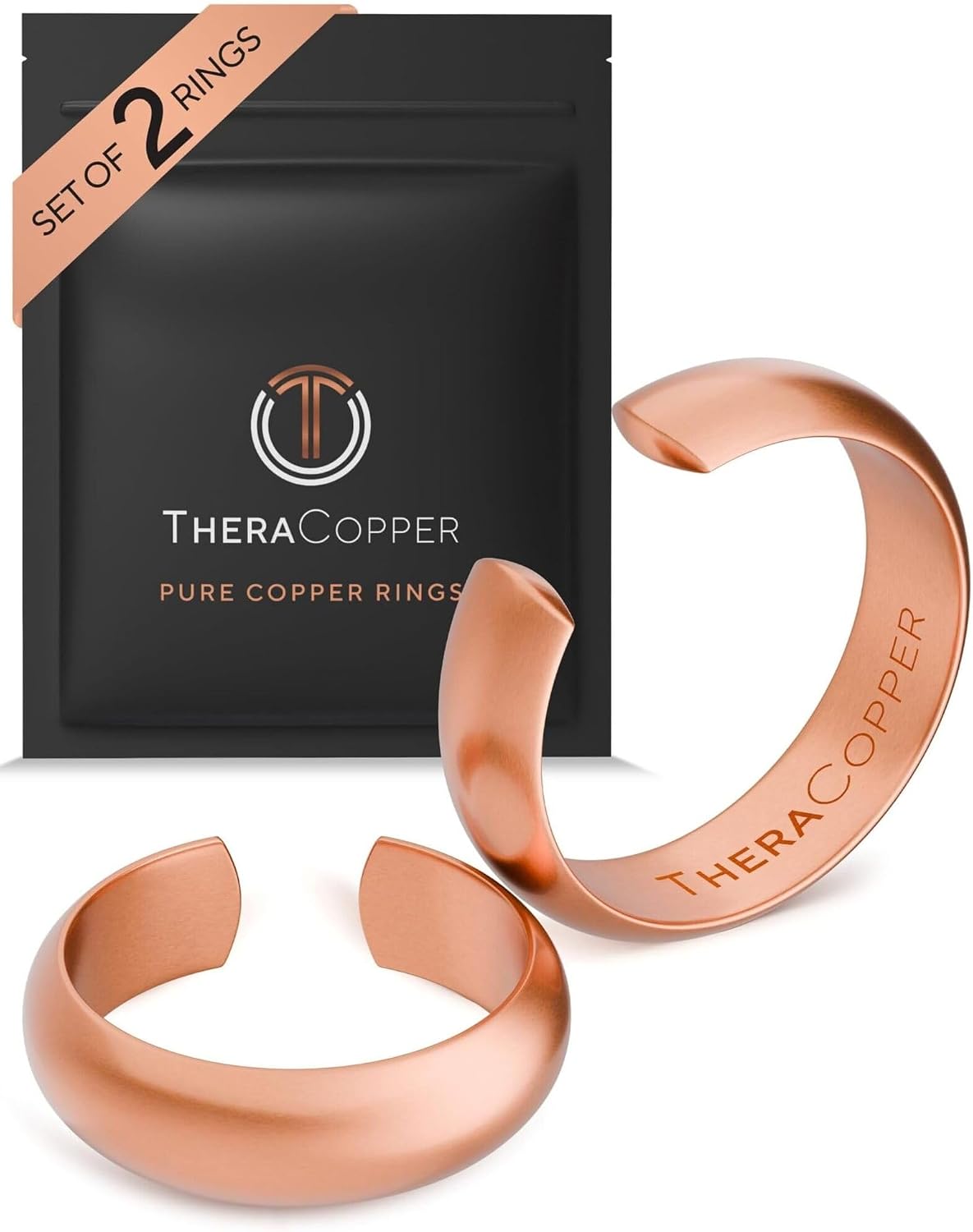 TheraCopper Pure Copper Rings for Women & Men, 2-Pack