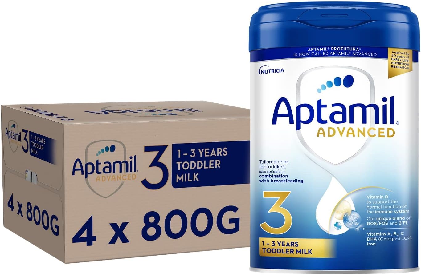 Aptamil Advanced 3 Toddler Baby Milk Powder Formula, from 1 Year, 800g (Pack of 4)