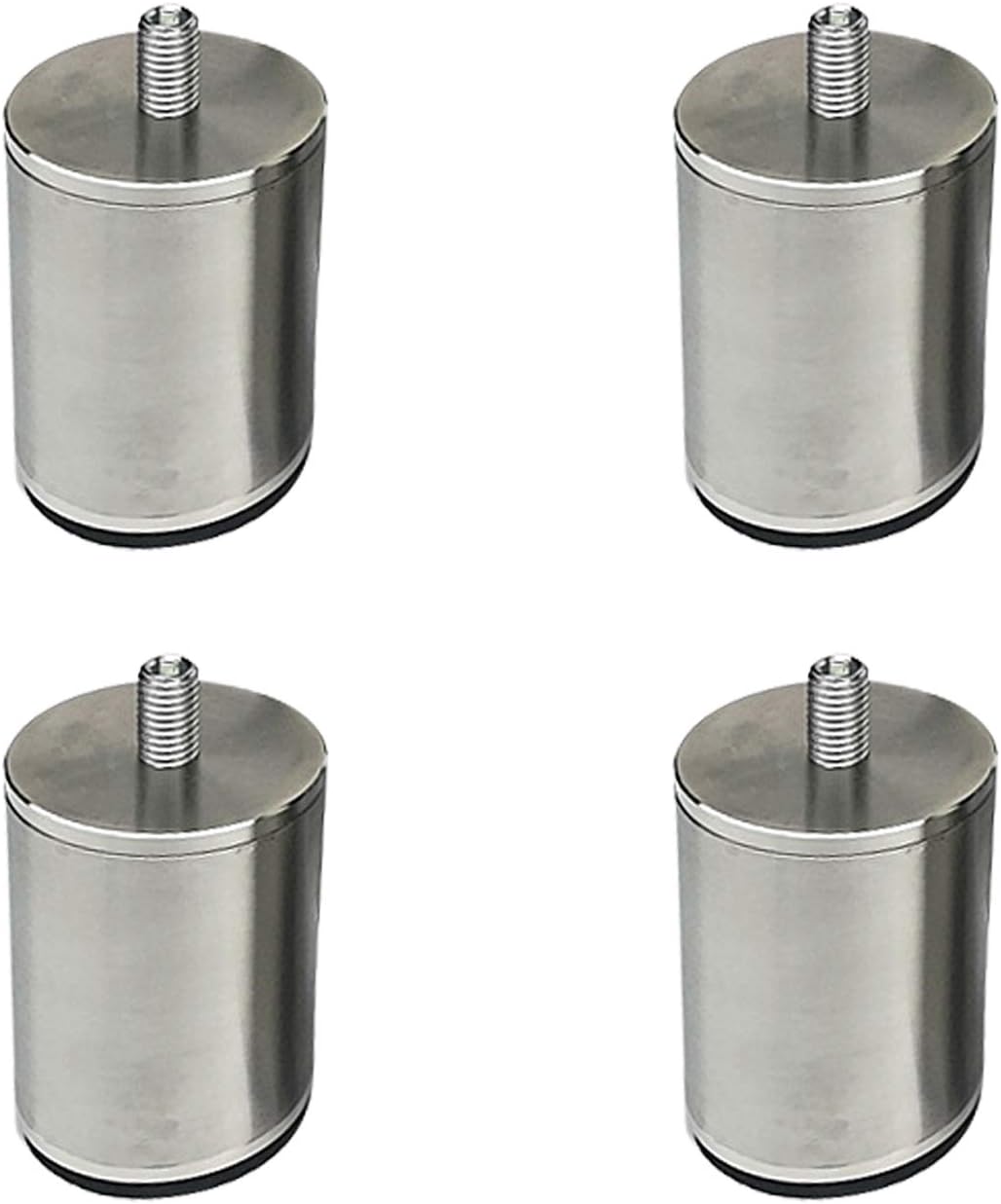 M10 Threaded Rod Solid Brushed Stainless Steel Furniture Legs,Metal Sofa Legs Bed Legs Kitchen Bathroom Cabinet Legs Glass Table Legs,with Non-Slip Pad,4pcs (7.4cm/2.9in)