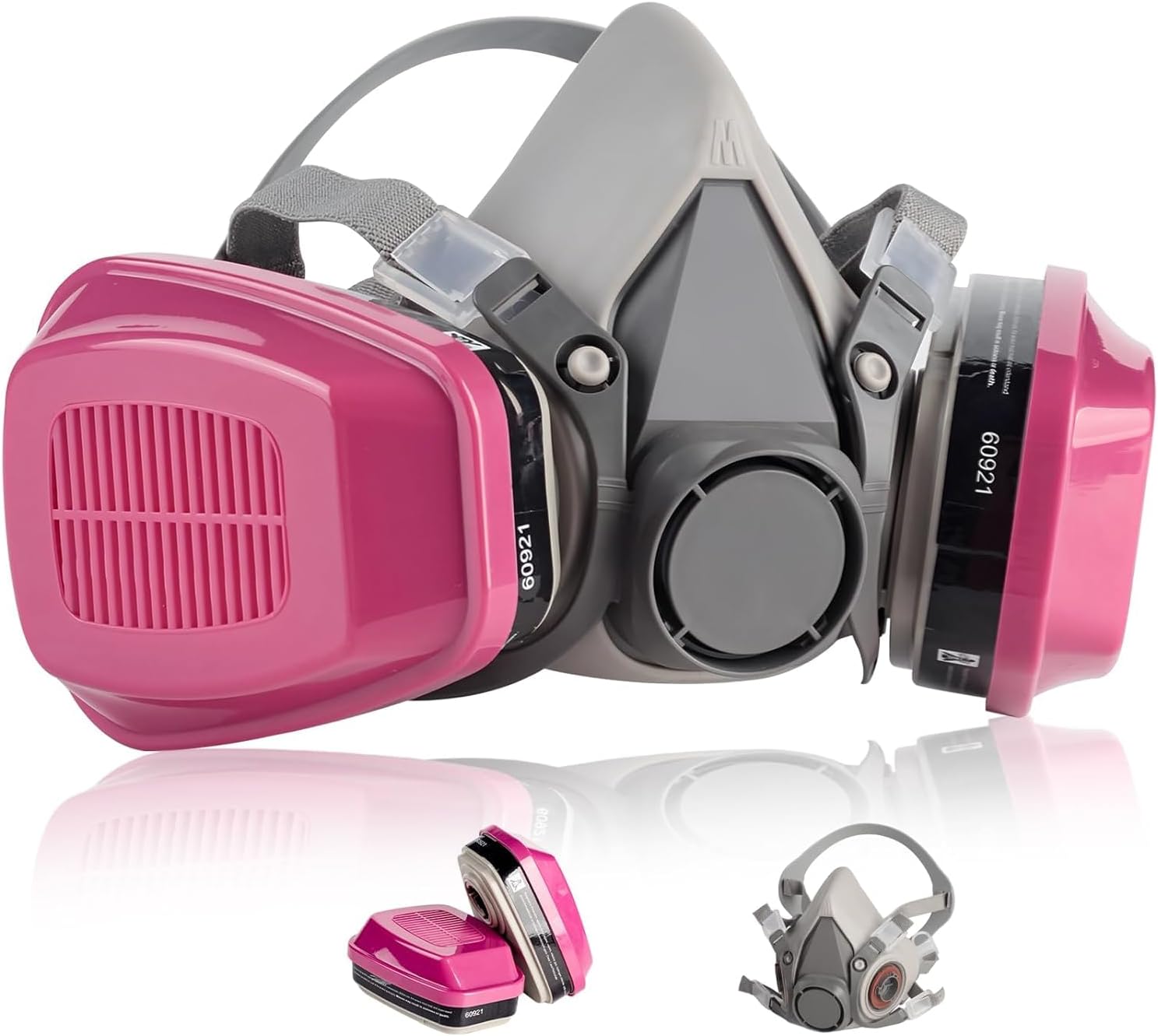 Half Face Respirator Mask with 60921 Filters, Reusable Gas Mask for Spray Paint Chemical Resin, Dust Masks for Sanding,Fine Dust,Building Work,Welding,Cutting, Laboratory,Agriculture,Industry