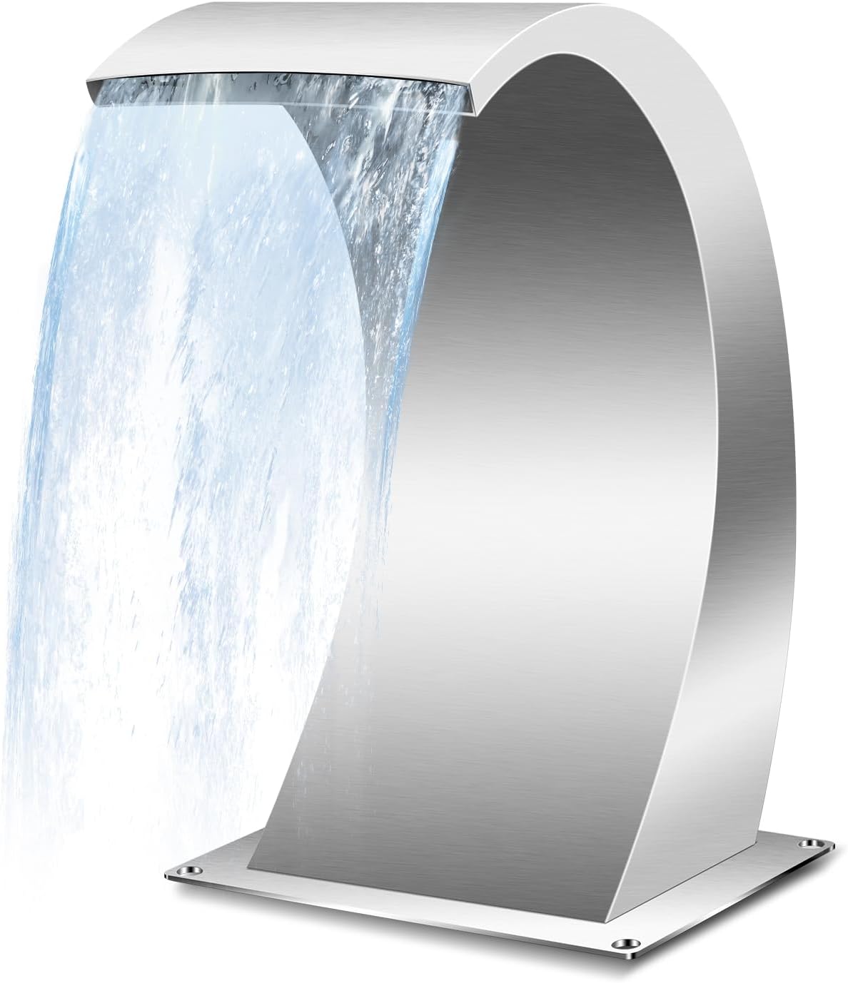 Pool Waterfall Fountains, Stainless Steel Rectangular Pool Waterfall Spillway with Pipe Connector for Indoor/Outdoor Decorative (7.9 Inch)