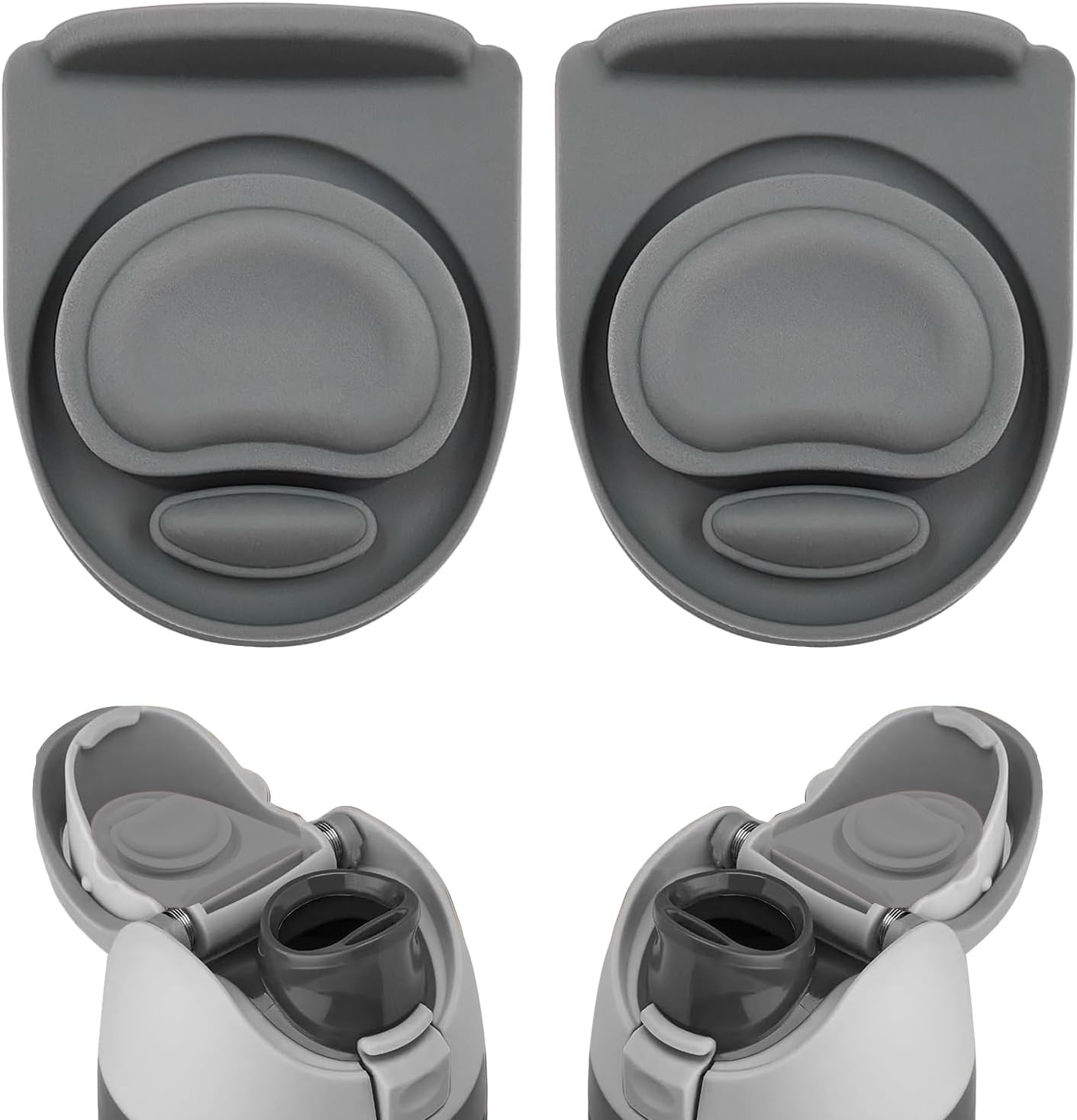 XYQMLY 2pcs Replacement Stopper Compatible with Owala FreeSip 19/24/32/40oz, Silicone Gasket Seal Bottle Cap Mouth Stopper Plug, Grey