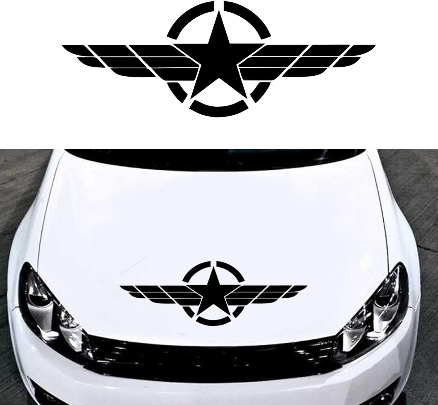 Universal Car Hood Vinyl Decal Stickers Auto Bonnet Personalized Sports Racing Stripe Graphic Decoration Black