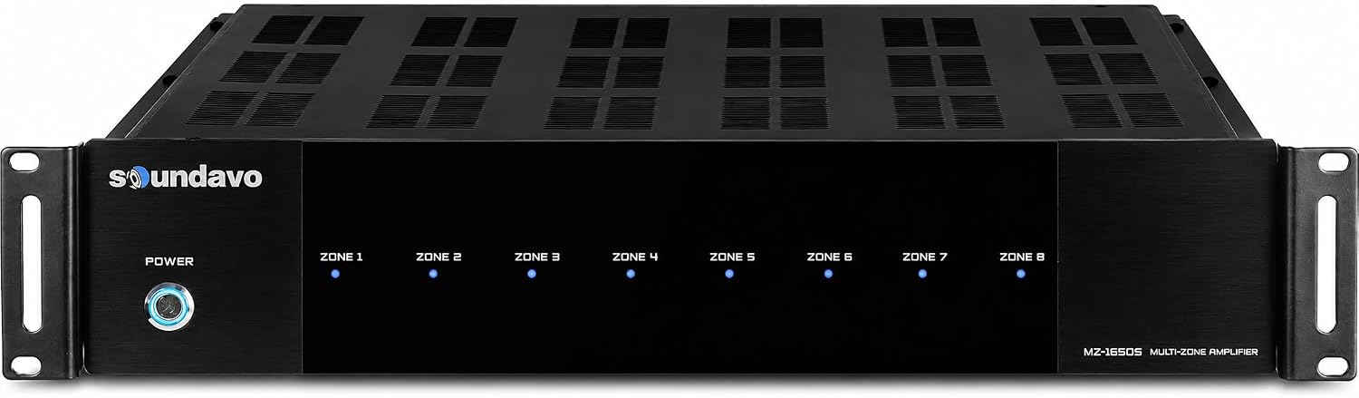 MZ-1650S 16-Channel Multi-Channel Power Amplifier, 8-Zone, 50W/Ch @ 8Ω, 80W/Ch @ 4Ω, 160W Bridged, S/PDIF & Analog Inputs, 2U Rackmount
