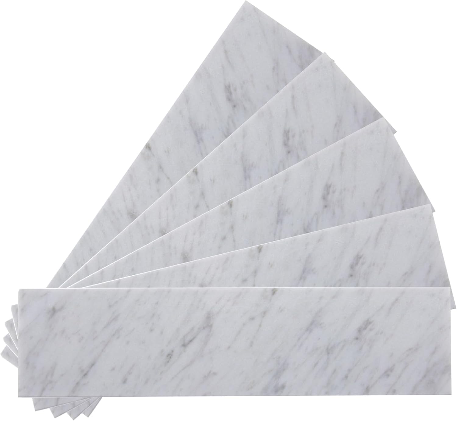 Carrara Marble Subway Tile, 100% Natural Marble, 3" x 12" Tile, Peel and Stick, Self Adhesive Backsplash for Kitchen and Bathroom, 16 Sheets