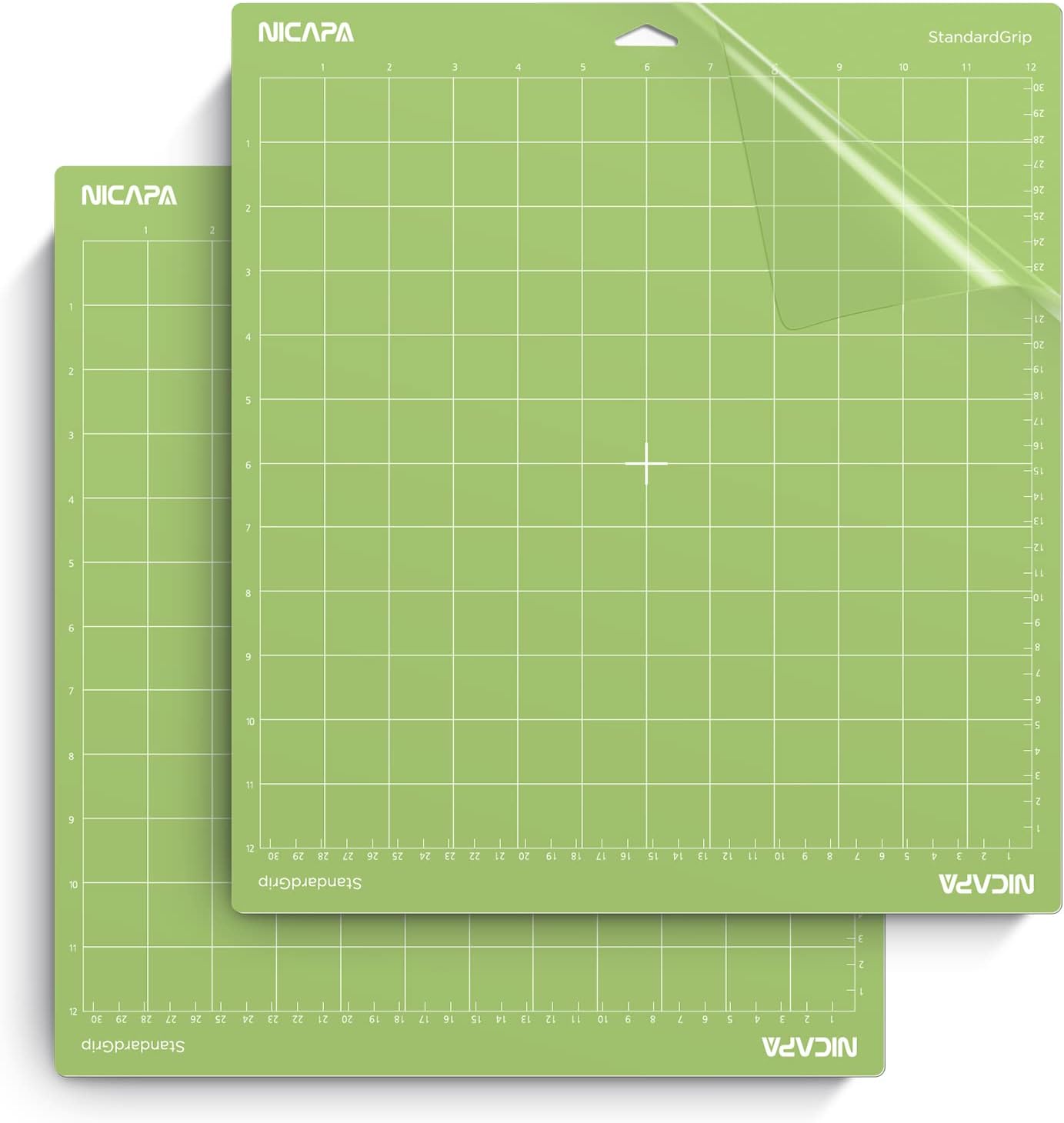 Nicapa Standard Grip Cutting Mat for Cricut Maker 3/Maker/Explore 3/Air 2/Air/One (12x12 inch,2 Pack) Standard Adhesive Sticky Green Quilting Replacement Cut Mats