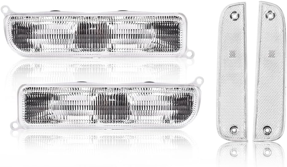 PIT66 Clear Bumper Turn Signal Combo and Corner Side Marker Lamps Set Compatible with Jeep Cherokee XJ Chassis 1997-2001 Driver & Passenger Side 4PCS