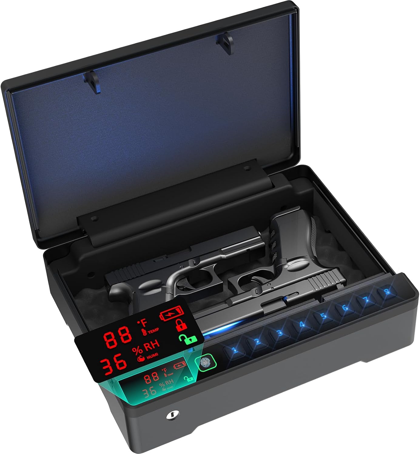 Gun Safe, Quick Access Gun Safe for Handgun, Pistol Safe with Biometric Fingerprint/Quick Electronic Keypad/Keys