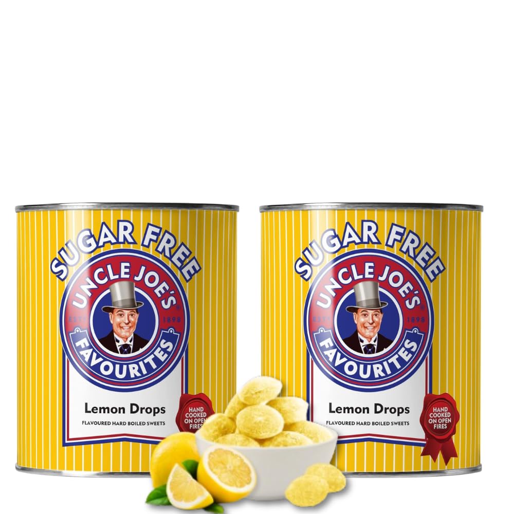 Uncle Joe's Sugar Free Lemon Drops | Flavored Hard Boiled Sweets | Mouth Watering Candy | Old Fashioned British Sweet | Ideal for Dry Mouth & Helps Breath Relief | 4.23 Oz (Pack of 2)