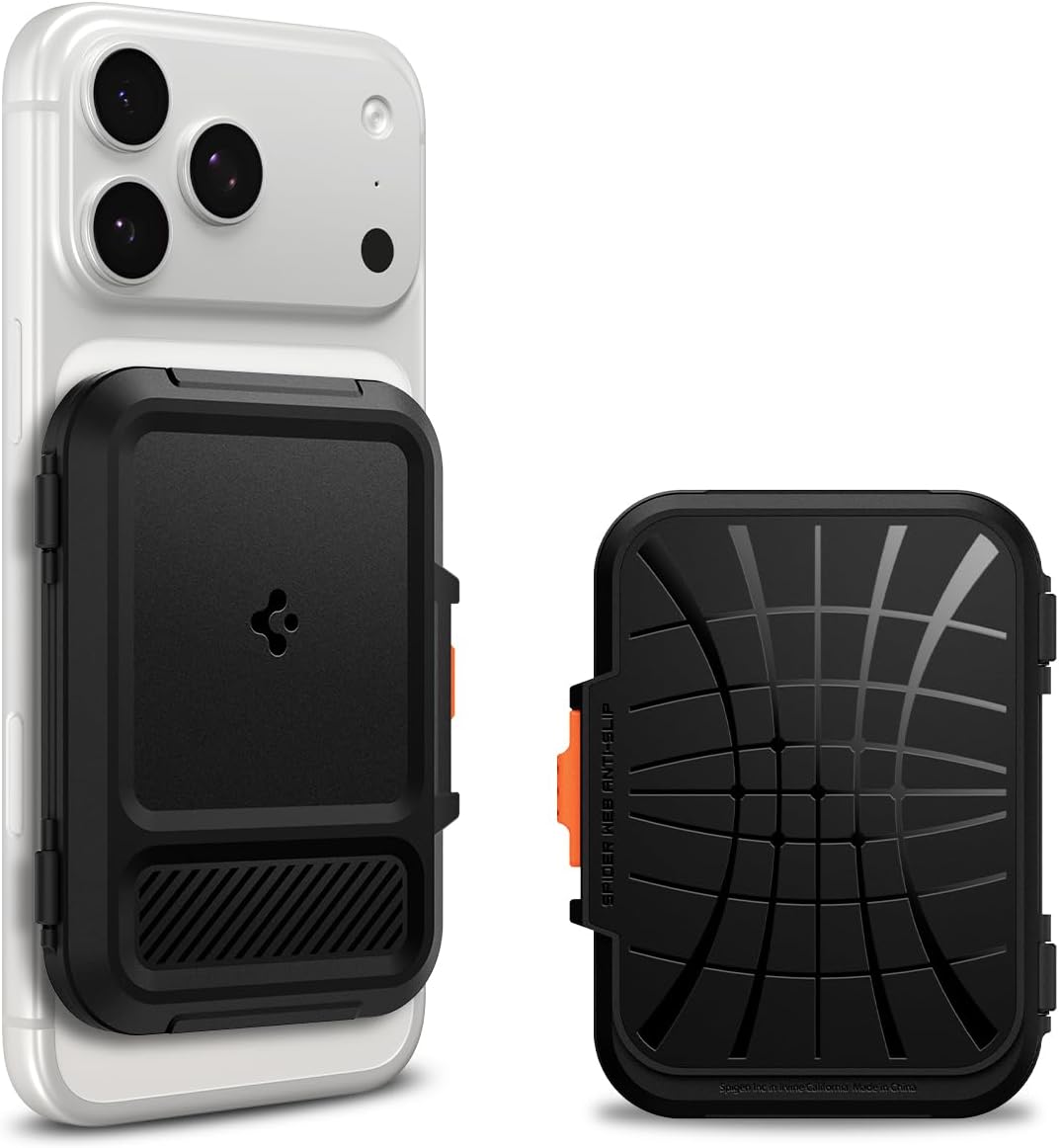 Spigen Lock Fit MagFit 5-Card Magnetic Wallet for MagSafe & Pixelsnap | Rigid PC wallet with secure locking mechanism, anti-slip grip and storage for cards and cash - Black
