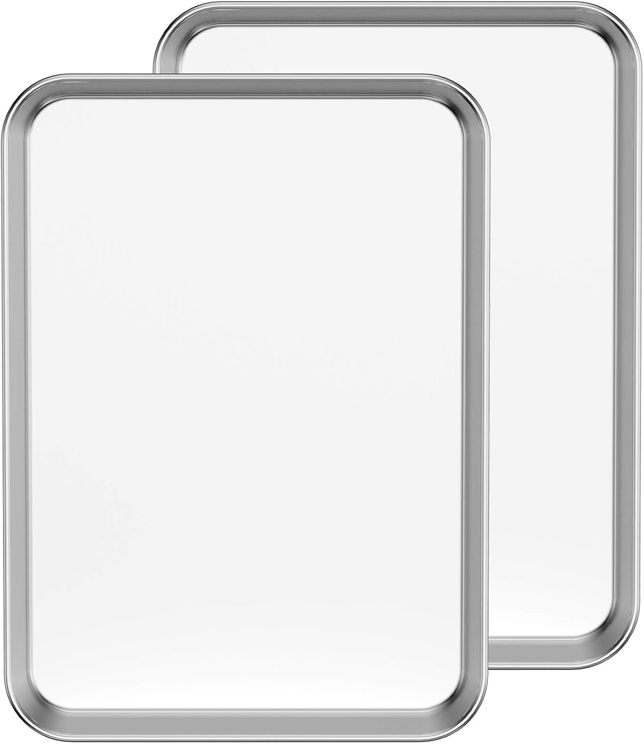 Estmoon Baking Tray Set of 2, Stainless Steel Oven Sheet Set 31.5 x 24.5X 2.5 cm, Non Stick Cookie Sheet for Baking and Roasting, Non Toxic and Dishwasher Safe, Silver