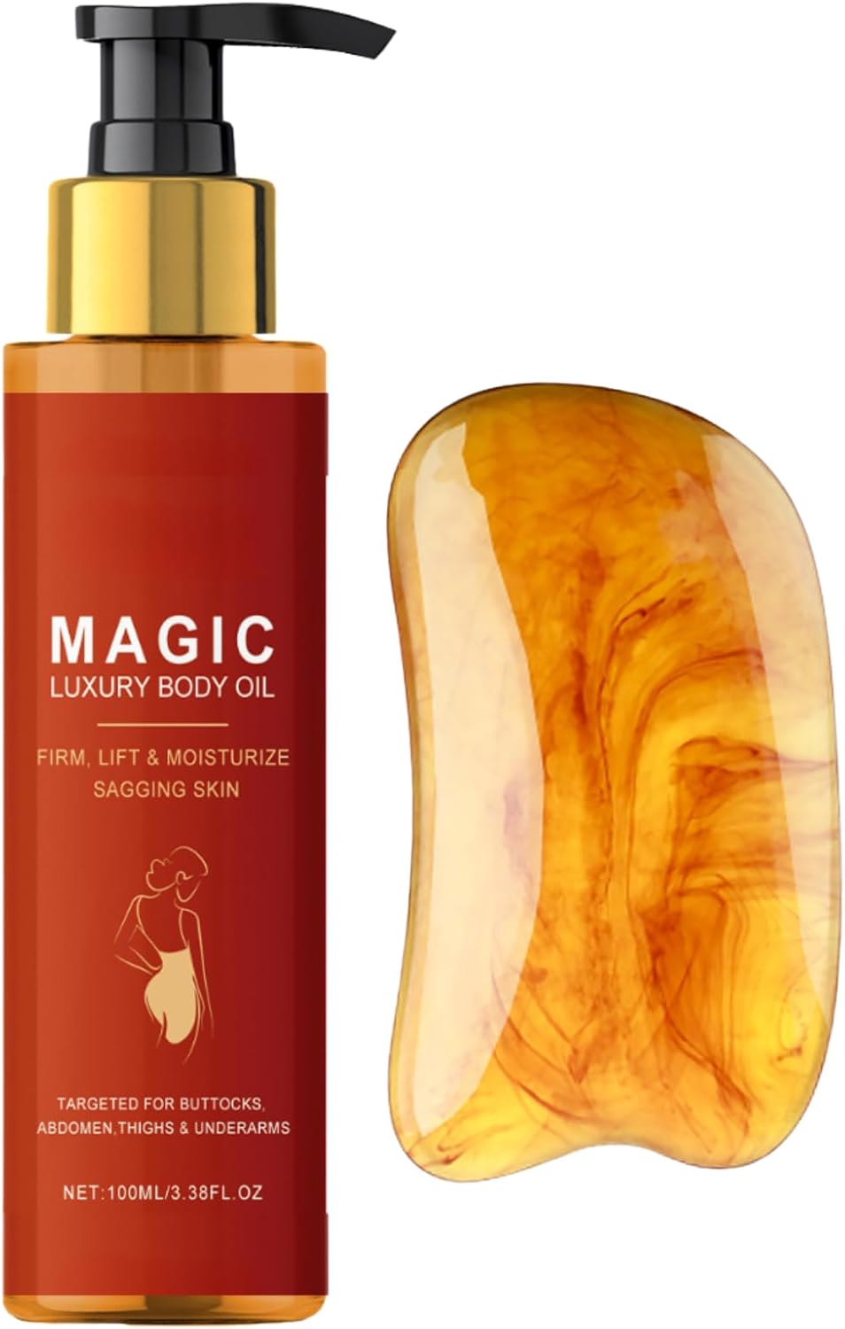 Magic Firming Body Oil with Gua Sha Tool，Magic Luxury Body Oil,Massage Oils for Scars, Wrinkles, Fine Lines & Stretch Marks, Natural Body Moisturizing Oil After-Shower Skin Care