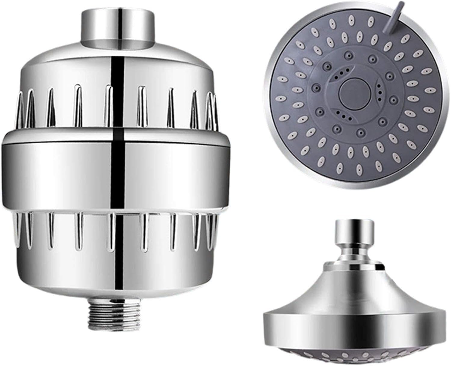 Filtered Shower Head, Stainless Steel Infused Filtered Shower, Filtered Shower Head with 20 Stage Kdf 55 System, High Output Soft Water Show, Bathroom Accessories or Hard Water Shower Water Filter