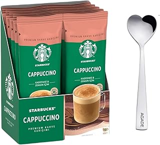 Premium Cappuccino Nestlestarbucks instant coffee mix, contains 1 box (10 packs) and 1 AGADE Coffee Spoon