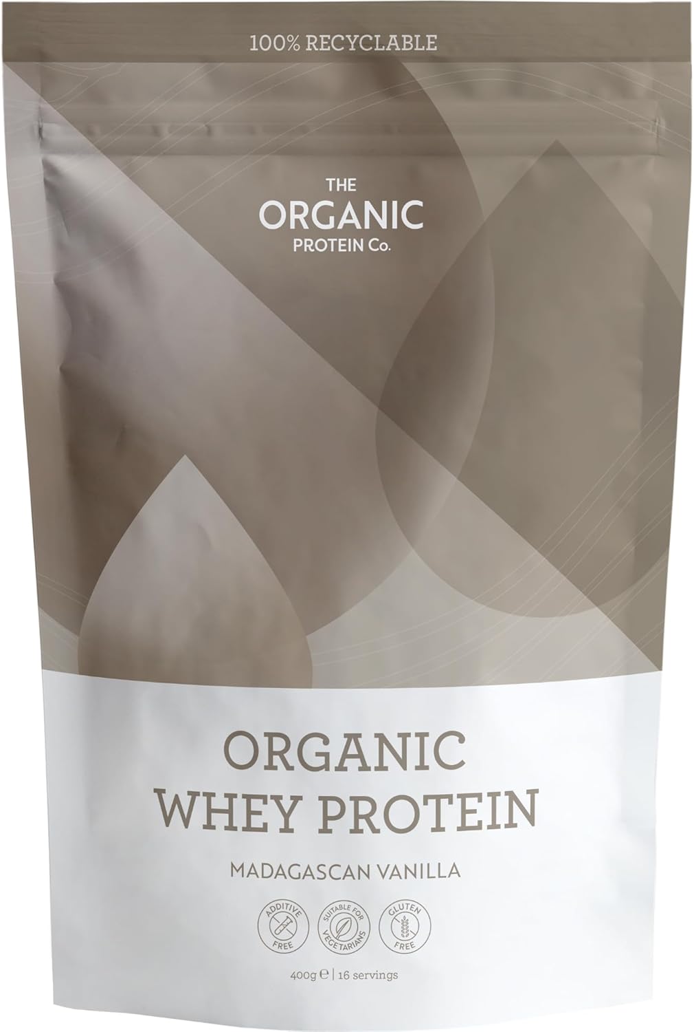 The Organic Protein Co. – Madagascan Vanilla Organic Whey Protein Powder | Additive Free, Undenatured, Bioactive, UPF Free, Emulsifier Free, Primarily Grass Fed, Vegetarian, Gluten Free – 400g