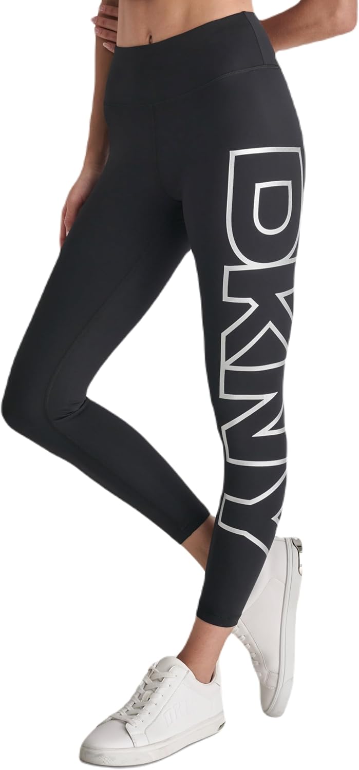 DKNY Women's Tight Exploded Logo High Waist Balance Compression Legging