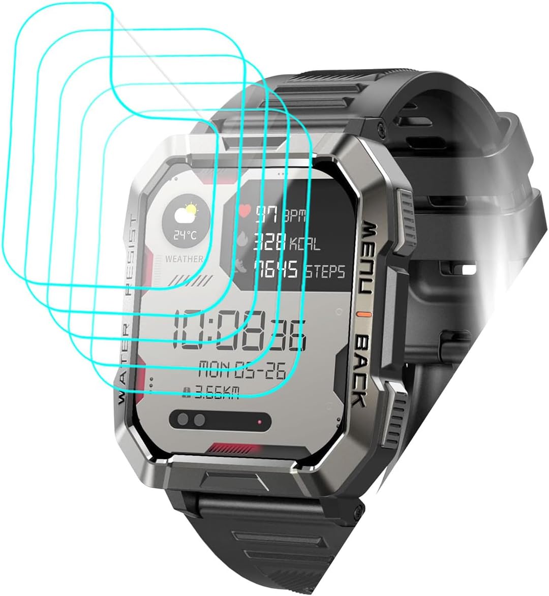 [5 Pack] for IOWODO Military Smart Watch W60 Screen Protector 2.01" Soft PET Film [Case Friendly] [Anti-Scratch] [Anti-Fingerprint] [Bubble Free] Screen Protector for IOWODO W60 Smartwatch