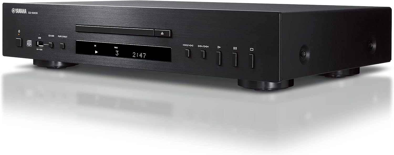 Yamaha CD-S303 - CD Player with High-Performance 192 kHz/24-bit DAC, Pure Direct, USB Port, High Res Audio support, in Black