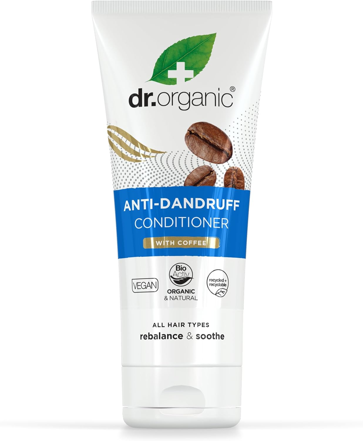 Dr Organic Coffee Anti-Dandruff Conditioner, Healthy Scalp, Mens, Womens, Natural, Vegan, Cruelty-Free, Paraben & SLS-Free, Recycled & Recyclable, Organic, 200ml, Packaging may vary