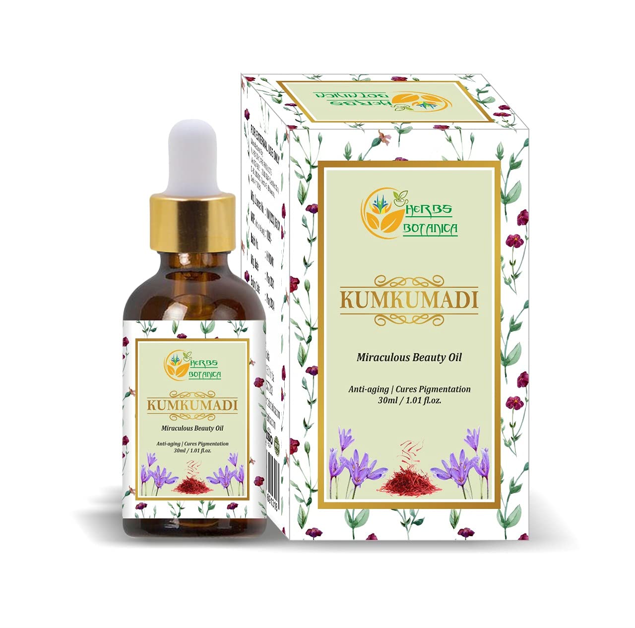 Kumkumadi Oil Pure Ayurveda Face Oil with Saffron, Serum Face Moisturizer 26 Herbs 30 Ml