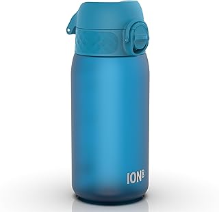 Ion8 Small Water Bottle, 350 ml/12 oz, Leak Proof, Easy to Open, Secure Lock, Dishwasher Safe, BPA Free, Carry Handle, Hygienic Flip Cover, Easy Clean, Odor Free, Carbon Neutral, Blue