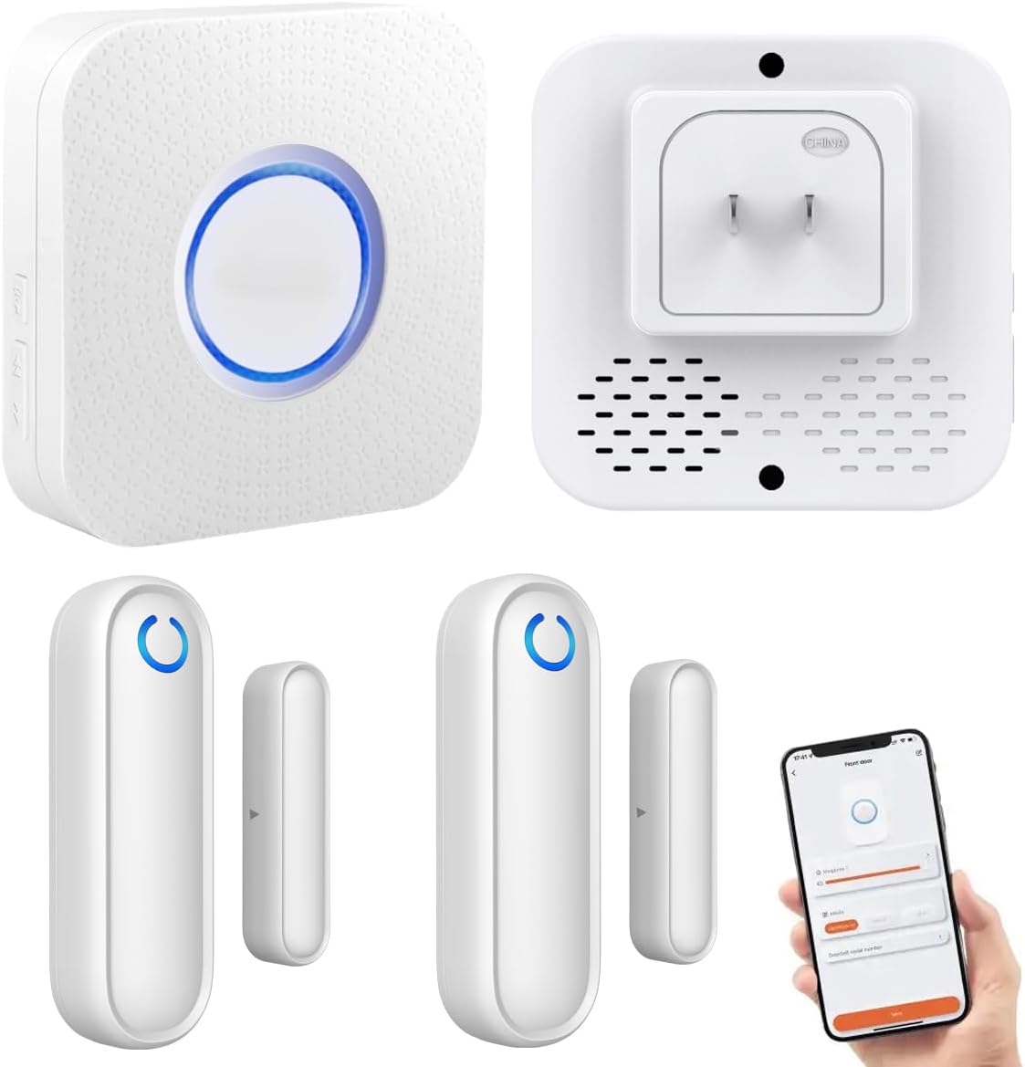 Caregiver Pager WiFi Door Alarms for Dementia Patients with Phone App,WiFi Smart Door Sensor Alarm for Kid Safety/Home Security/Elderly/Business/Store/Mailbox(2 Sensor 1 Gateway)