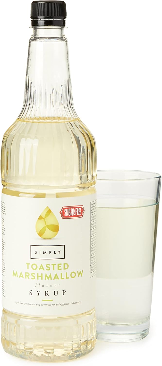 Simply Sugar Free Toasted Marshmallow Syrup, Low Calorie, Vegan & Nut Free Flavoured Syrup for Coffee, Cocktails & Baking (1 Litre)