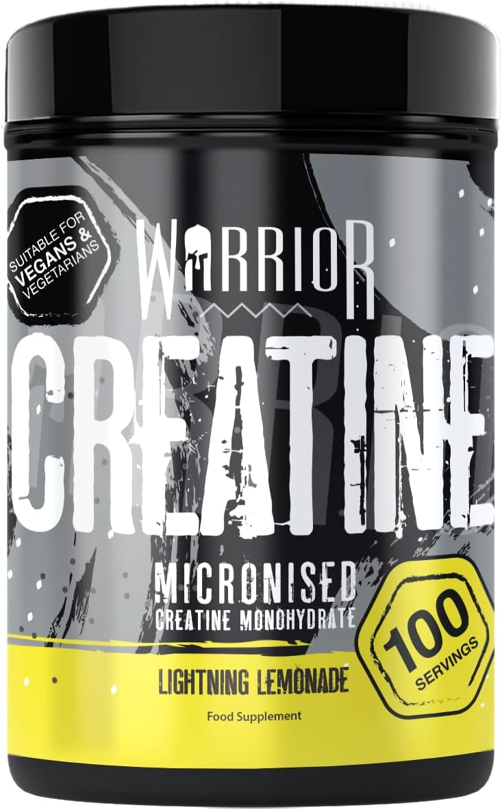 Warrior Creatine Monohydrate Powder 500g – 100 x 5g Servings – Proven to Support Physical Performance & Recovery (Not Tablets or Gummies) – Nutrition Supplement Post/Pre Workout (Lemonade)
