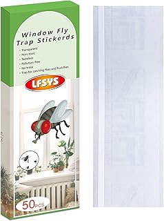 50 Pack Window Fly Traps, Fruit Fly Traps for Indoors, Fly Paper Sticky Strips, Fly Traps for Indoors Clear
