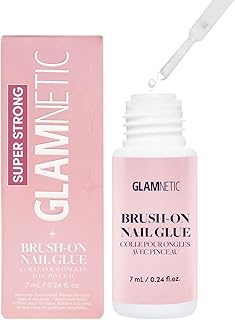 Glamnetic Super Strong Brush On Nail Glue | Brush Tip Applicator, Mess Free, Travel Friendly, Vegan | Durable & Long-Lasting | .24 fl. oz.