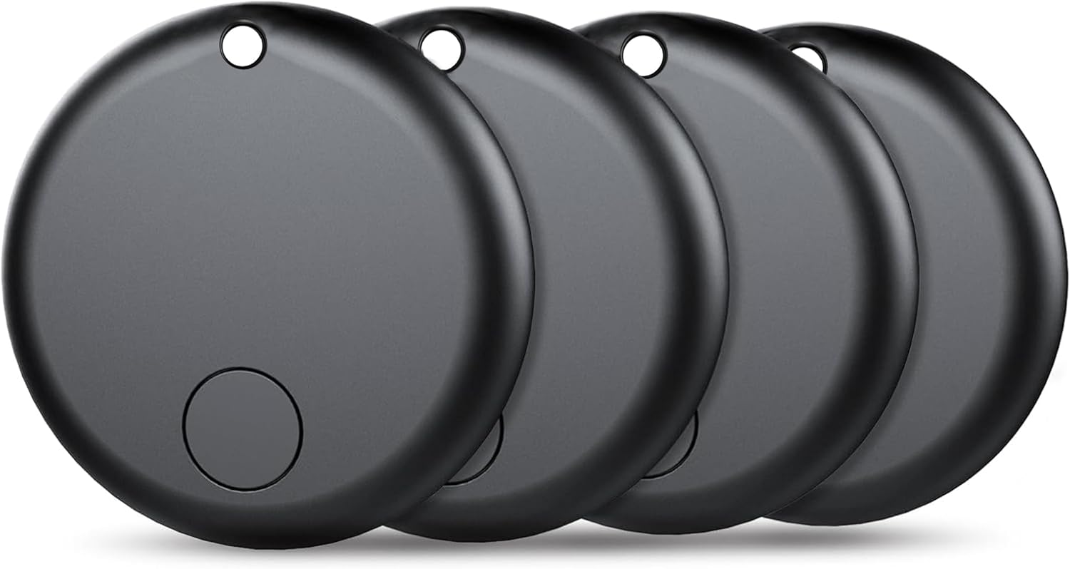 Air Tags-Android Smart Tag, Bluetooth Tracker, Compatible with Google's ‘Find My Device’ App (Android Only) for Keys, Luggage, Backpacks, Purses, and Other Items, Black - 4 Pack