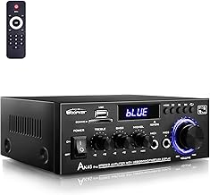 AK45 Pro Amplifier Home Audio Stereo Receivers with Bluetooth 5.0,Max 400W,2.0 Channel Stereo Amplifier System for Home Theater Speakers, Karaoke,Garage,Home Amp with USB,SD,RCA,2 MIC in